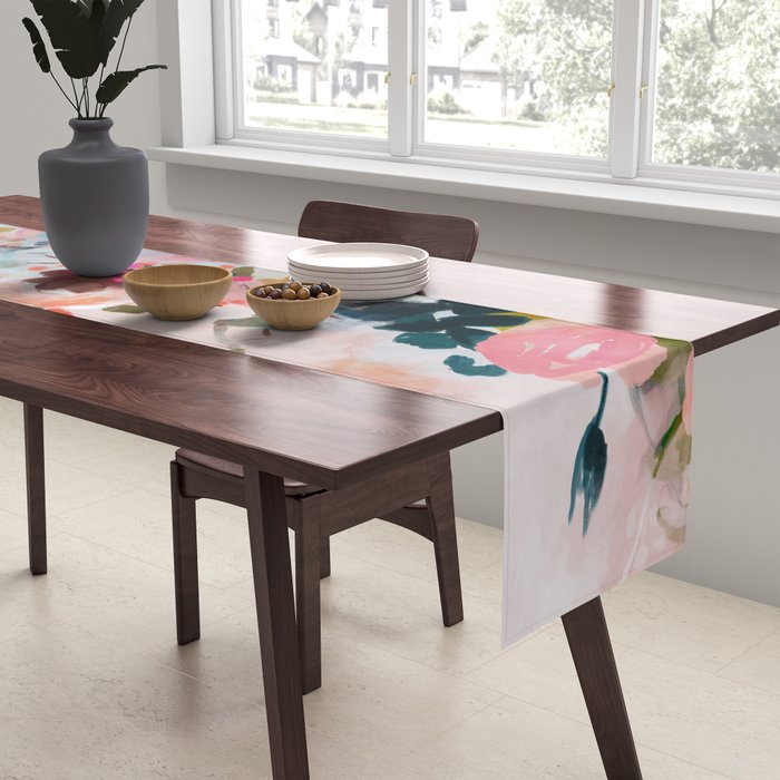 floral bloom abstract painting Table Runner Gallery Image 2