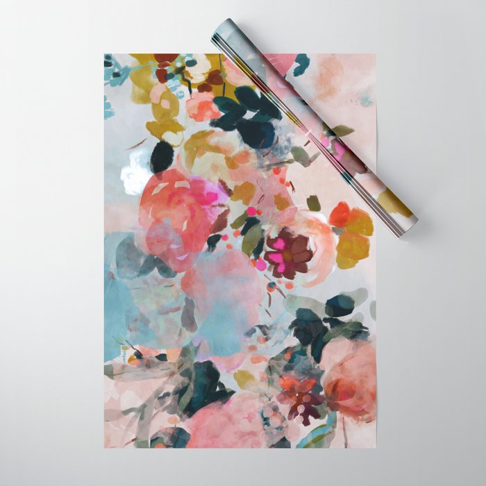 floral bloom abstract painting Wrapping Paper Gallery Image 1