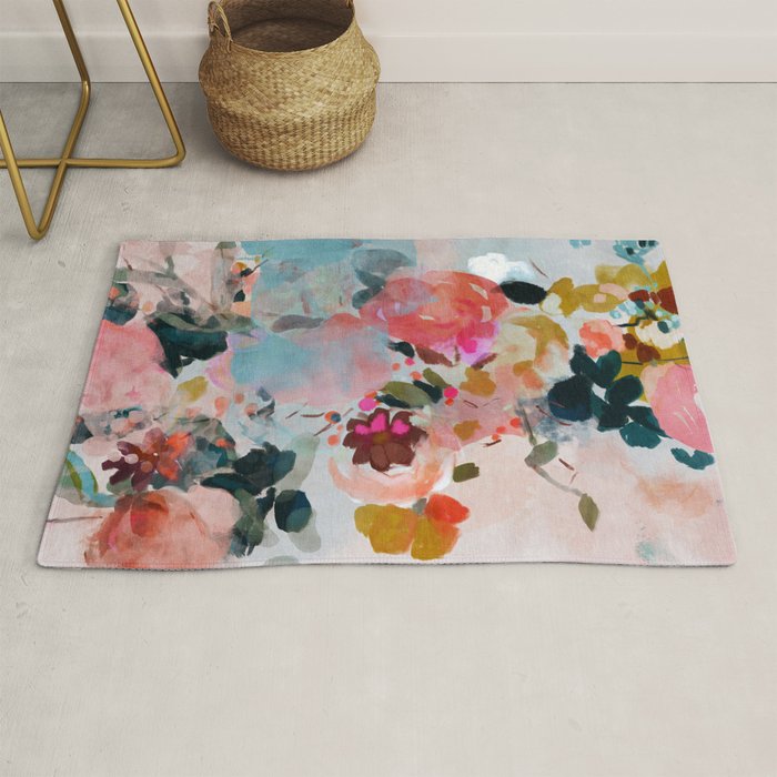 floral bloom abstract painting Rug Gallery Image 1