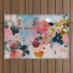 floral bloom abstract painting Outdoor Rug Gallery Image 1