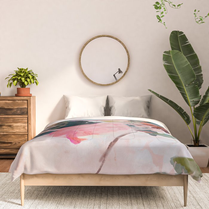 floral bloom abstract painting Comforter Gallery Image 3