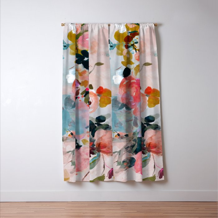 floral bloom abstract painting Window Curtain Gallery Image 3