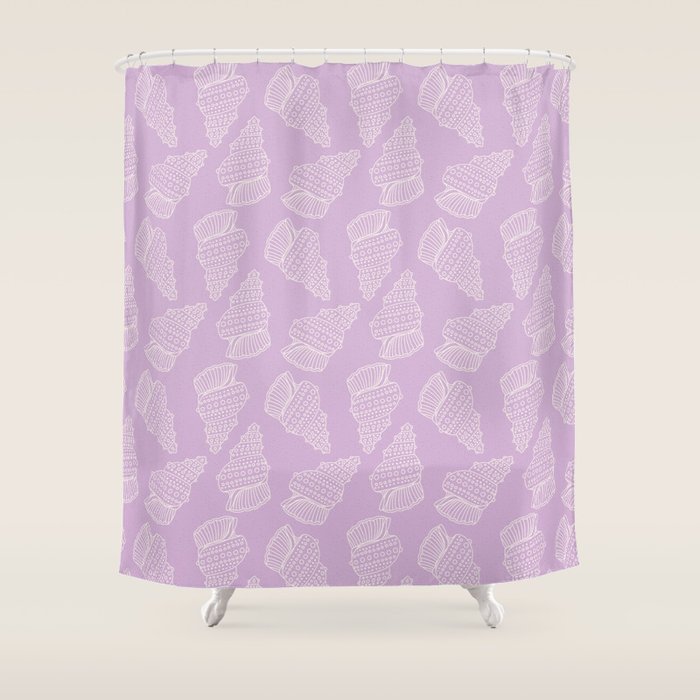 Conch Shell on Lavender Shower Curtain Gallery Image 1
