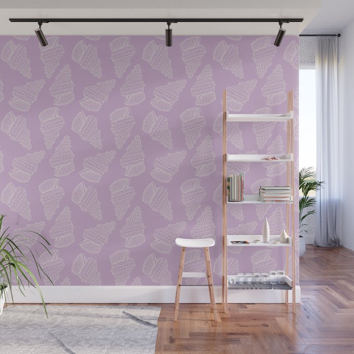 Conch Shell on Lavender Wall Mural Gallery Image 1