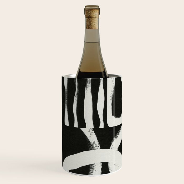 Black & White Abstract Collage #1 Wine Chiller Gallery Image 2