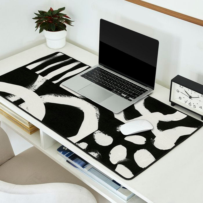 Black & White Abstract Collage #1 Desk Mat Gallery Image 2