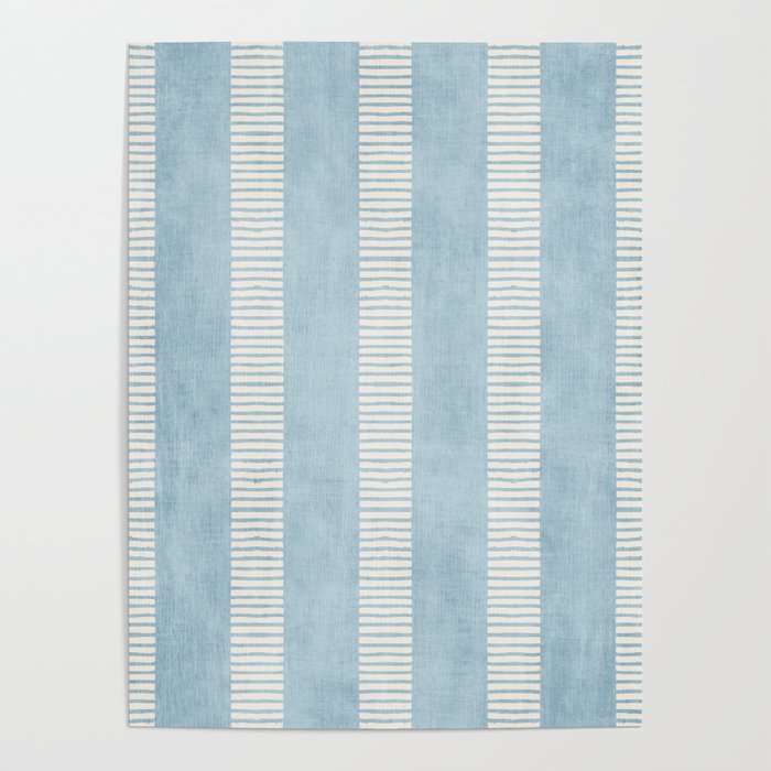 Modern Minimalist Light Blue Lines Hand Drawn Simple Art Poster Gallery Image 1
