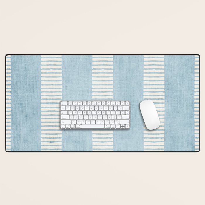Modern Minimalist Light Blue Lines Hand Drawn Simple Art Desk Mat Gallery Image 1