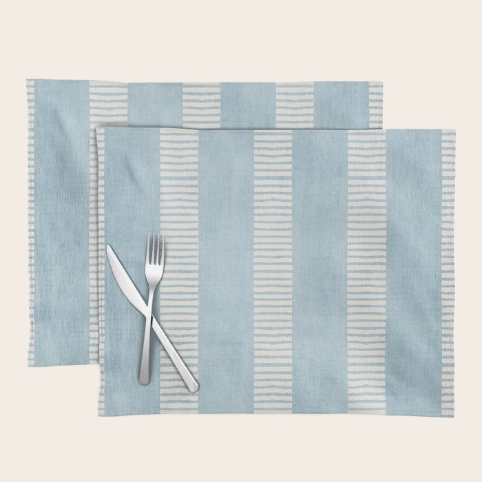 Modern Minimalist Light Blue Lines Hand Drawn Simple Art Placemat Gallery Image 1