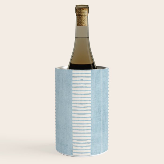 Modern Minimalist Light Blue Lines Hand Drawn Simple Art Wine Chiller Gallery Image 1