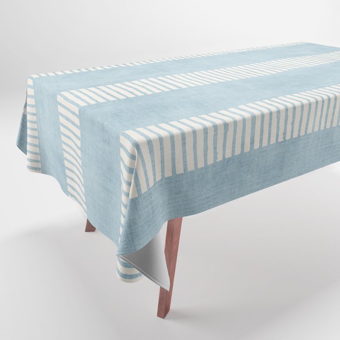 Modern Minimalist Light Blue Lines Hand Drawn Simple Art Tablecloth Gallery Image 1
