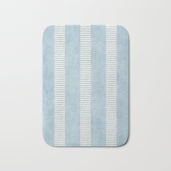 Modern Minimalist Light Blue Lines Hand Drawn Simple Art Bath Mat Gallery Image 1