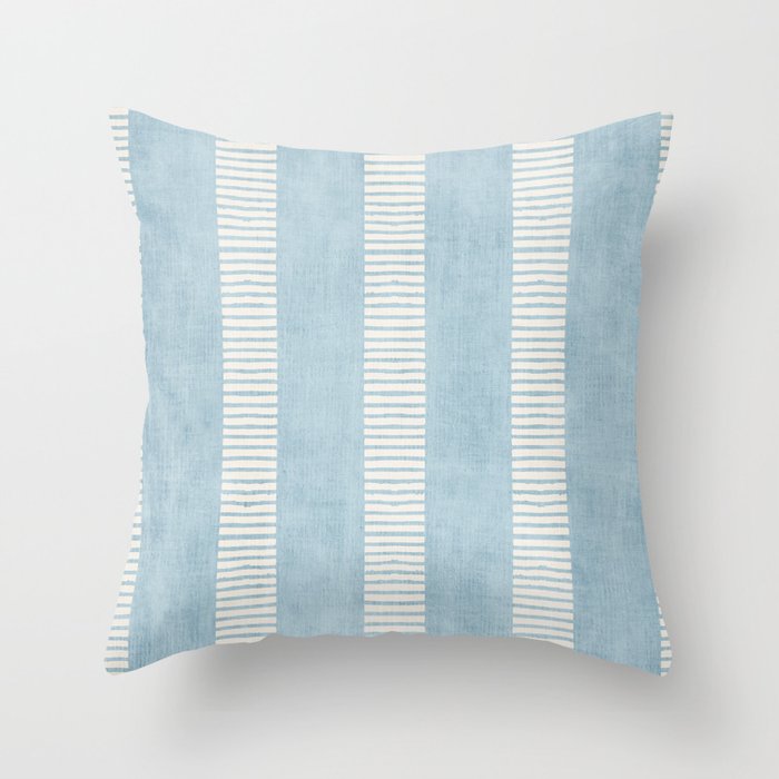 Modern Minimalist Light Blue Lines Hand Drawn Simple Art Throw Pillow Gallery Image 1