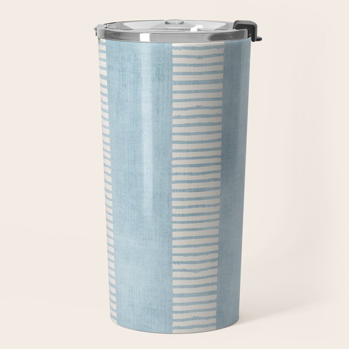 Modern Minimalist Light Blue Lines Hand Drawn Simple Art Travel Mug Gallery Image 2