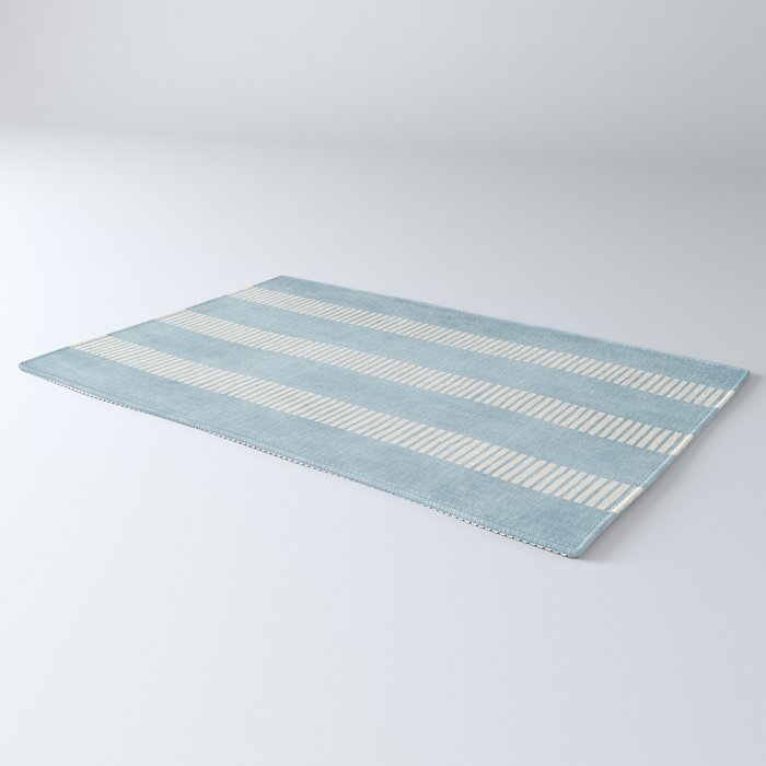 Modern Minimalist Light Blue Lines Hand Drawn Simple Art Rug Gallery Image 3