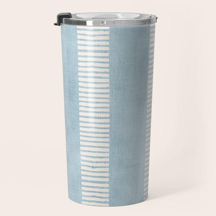 Modern Minimalist Light Blue Lines Hand Drawn Simple Art Travel Mug Gallery Image 3