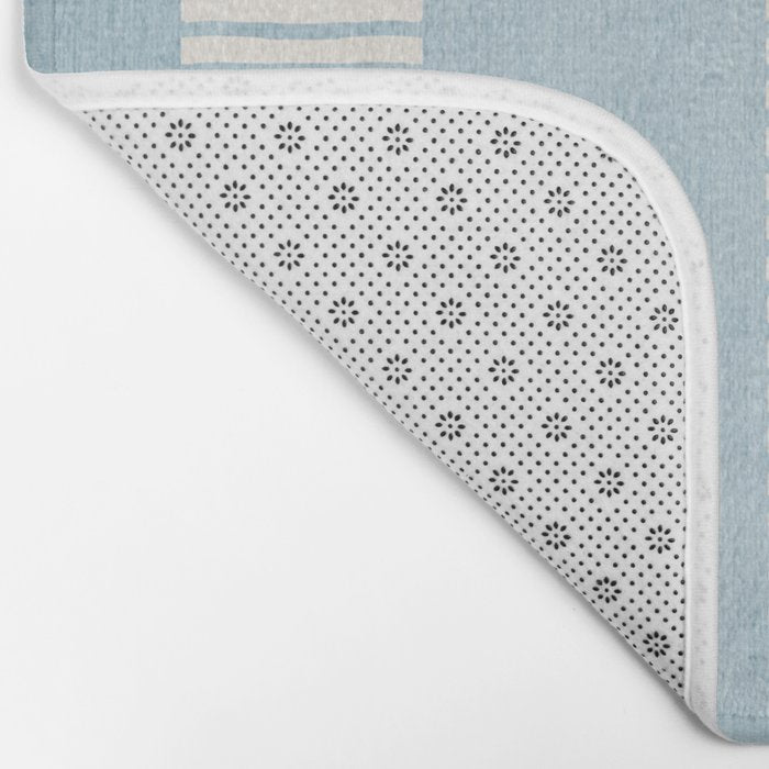 Modern Minimalist Light Blue Lines Hand Drawn Simple Art Bath Mat Gallery Image 2