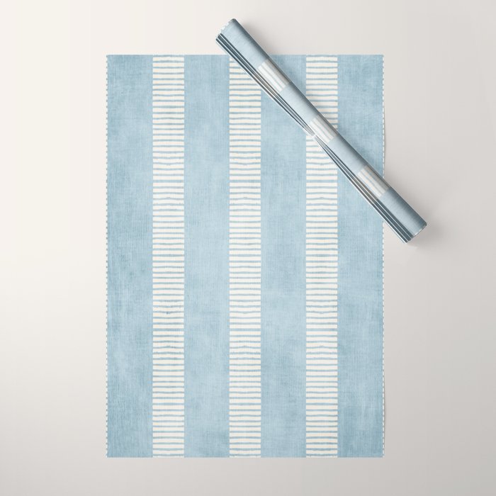 Modern Minimalist Light Blue Lines Hand Drawn Simple Art Wrapping Paper Gallery Image 1