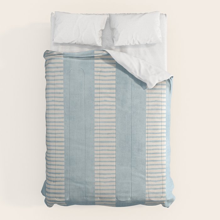 Modern Minimalist Light Blue Lines Hand Drawn Simple Art Comforter Gallery Image 6
