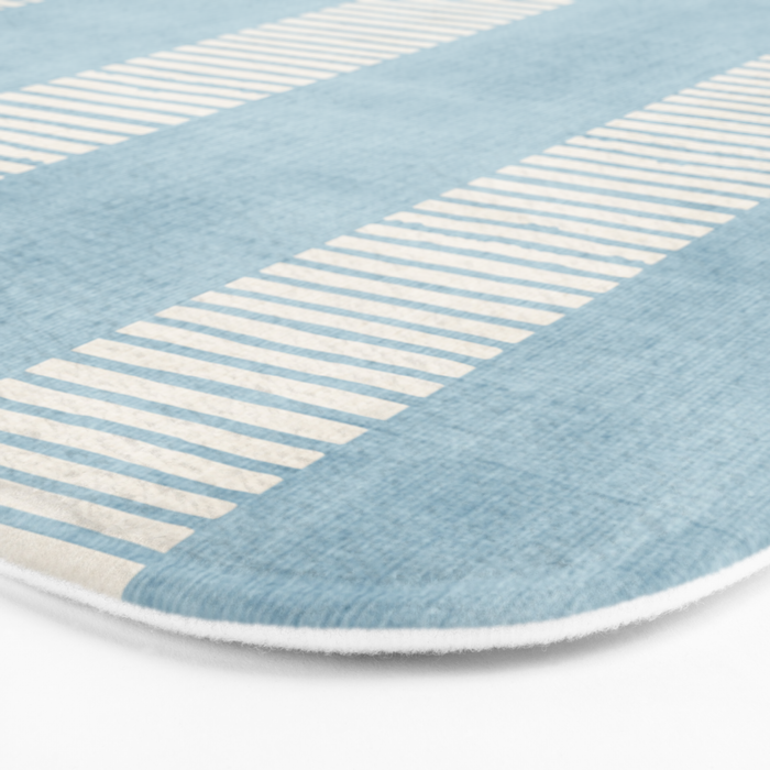 Modern Minimalist Light Blue Lines Hand Drawn Simple Art Bath Mat Gallery Image 3