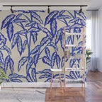 Minimal Blue Plant Wall Mural Gallery Image 1