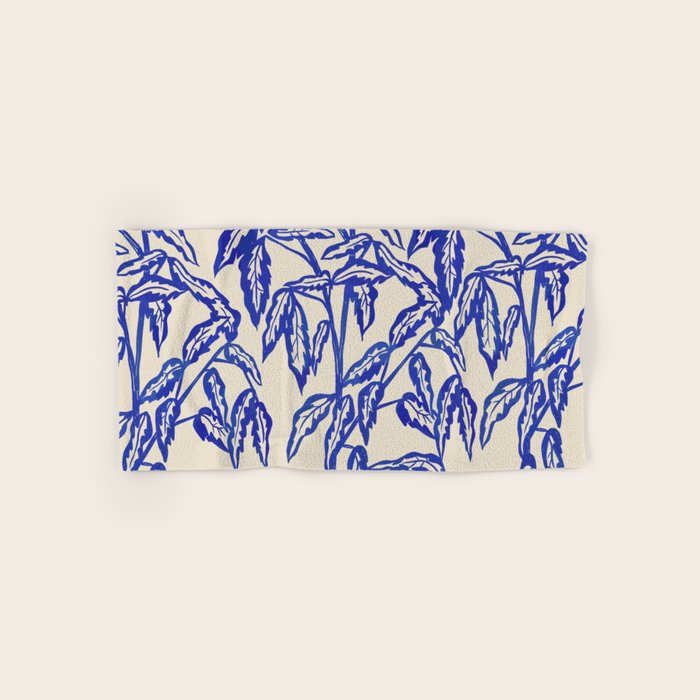 Minimal Blue Plant Bath Towel Gallery Image 1