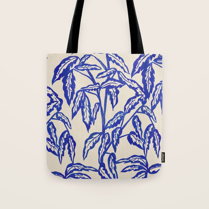 Minimal Blue Plant Tote Bag Gallery Image 1