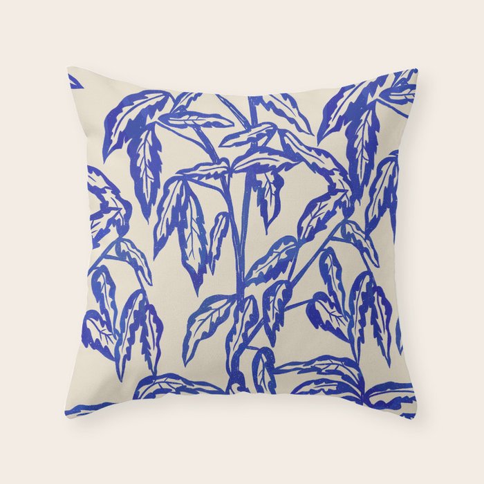 Minimal Blue Plant Throw Pillow Gallery Image 6