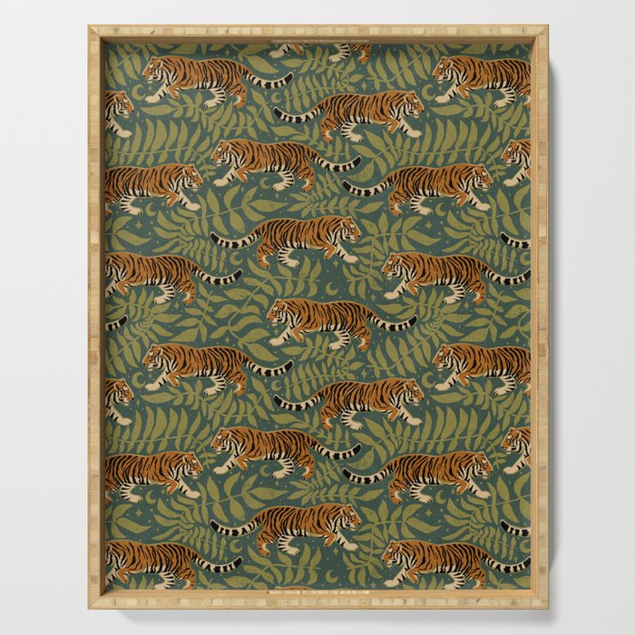 Tigers - forest and fern Serving Tray Gallery Image 1