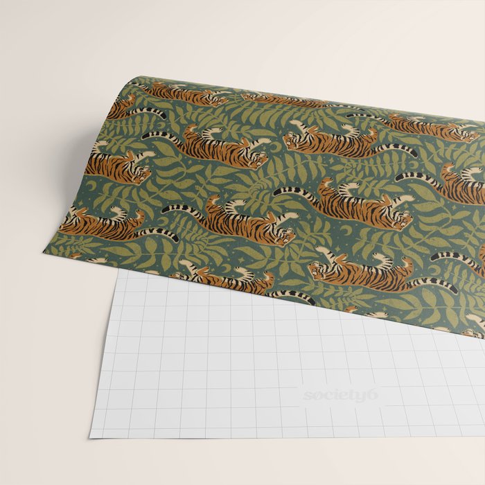 Tigers - forest and fern Wrapping Paper Gallery Image 2