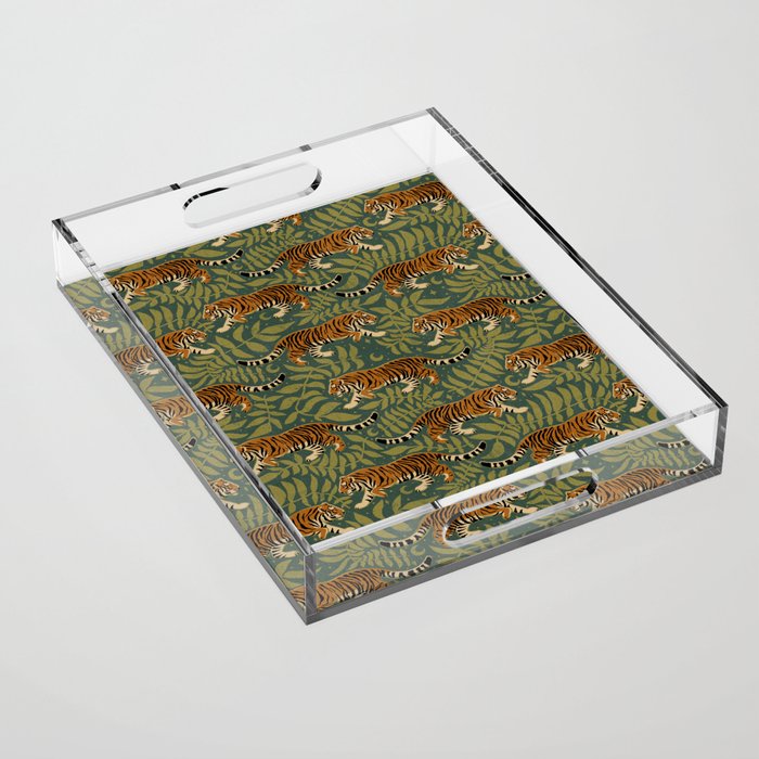 Tigers - forest and fern Acrylic Tray Gallery Image 1