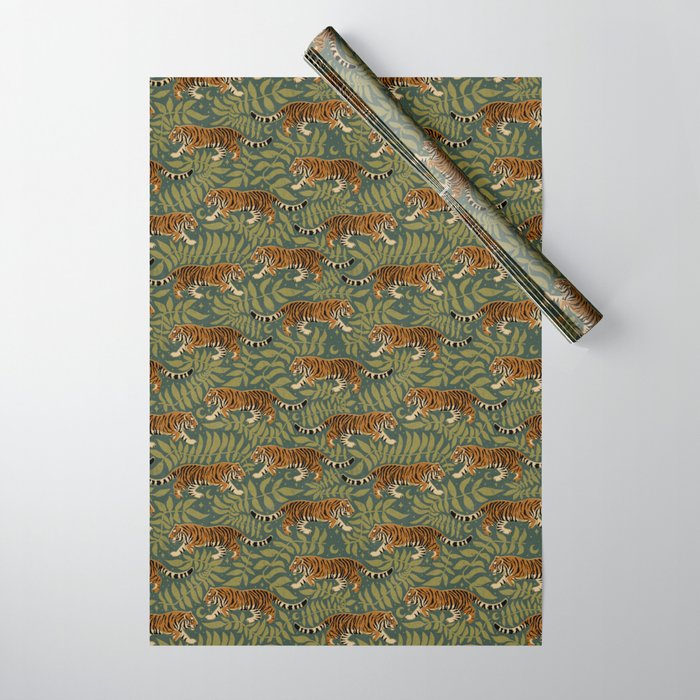 Tigers - forest and fern Wrapping Paper Gallery Image 1
