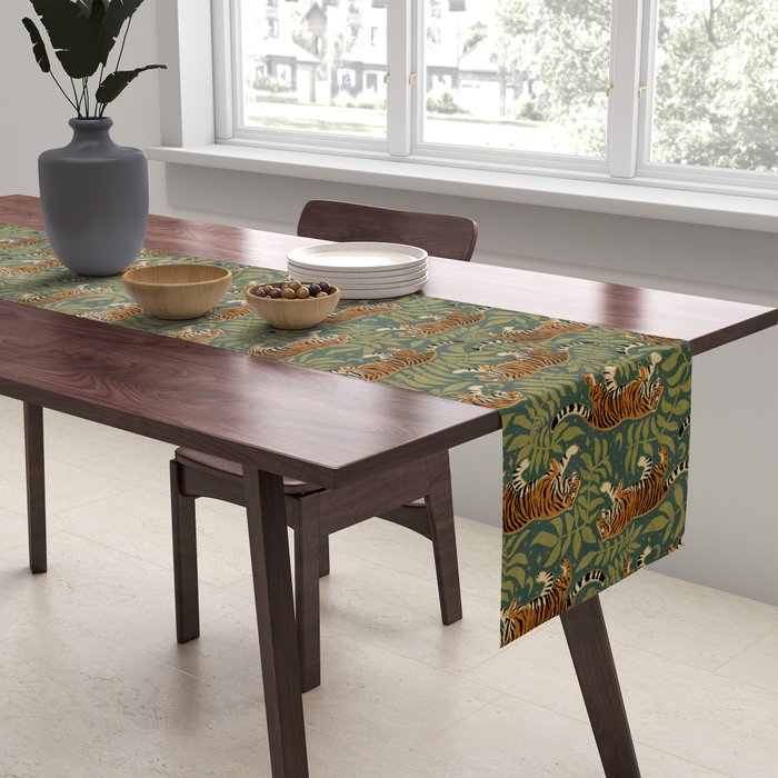 Tigers - forest and fern Table Runner Gallery Image 2