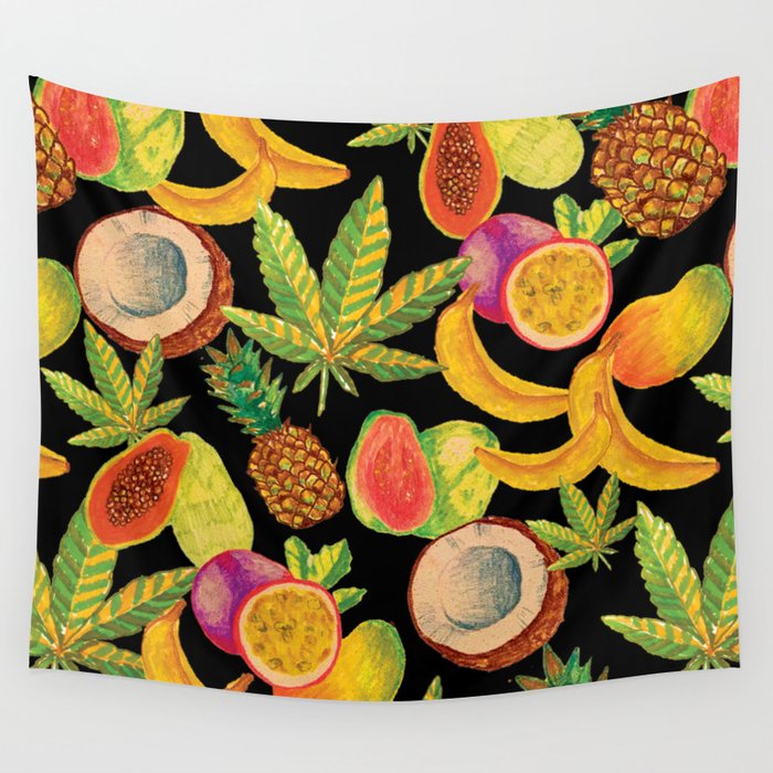 Tropical Cannabis Fruit Wall Tapestry Gallery Image 4
