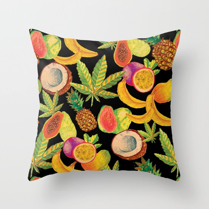 Tropical Cannabis Fruit Throw Pillow Gallery Image 6