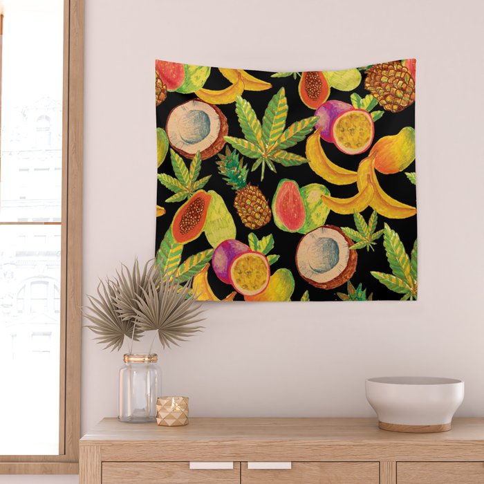Tropical Cannabis Fruit Wall Tapestry Gallery Image 2