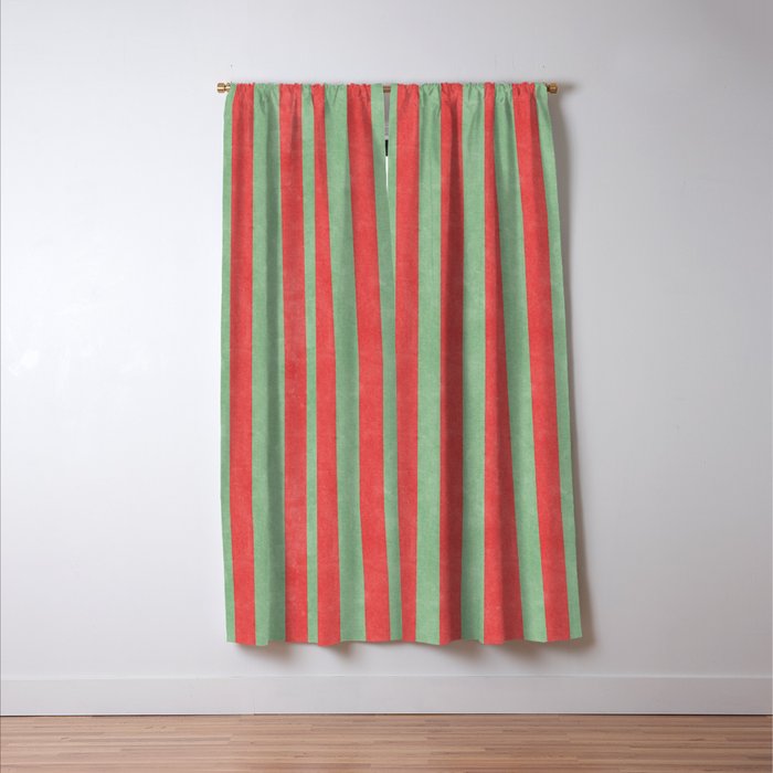 STRIPES - 005 - red and green Window Curtain Gallery Image 3