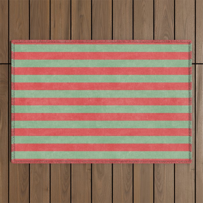 STRIPES - 005 - red and green Outdoor Rug Gallery Image 1