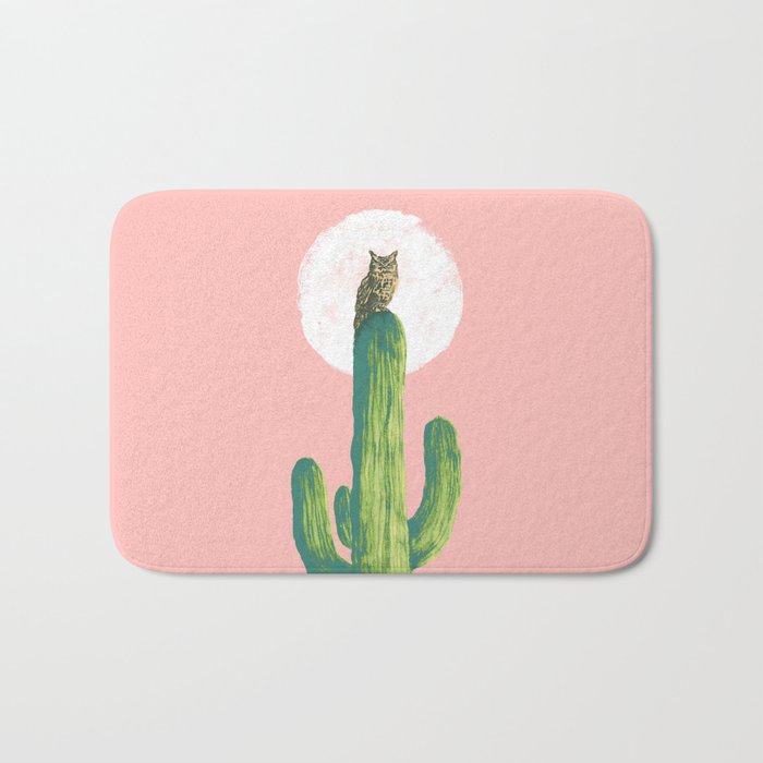 Quirky owl on saguaro cactus Bath Mat Gallery Image 1