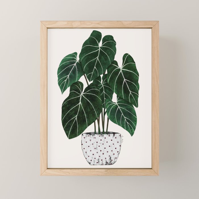 philodendron pot plant Mini Art Print Gallery Image 1