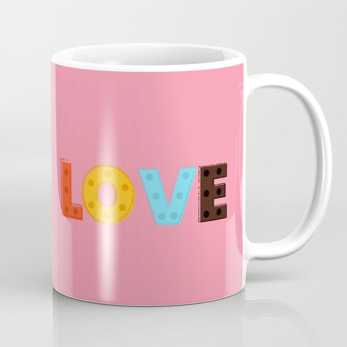 Happy LOVE - typography Coffee Mug Gallery Image 1