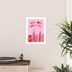 New York Loves You - Pink and Red  Poster Gallery Image 2