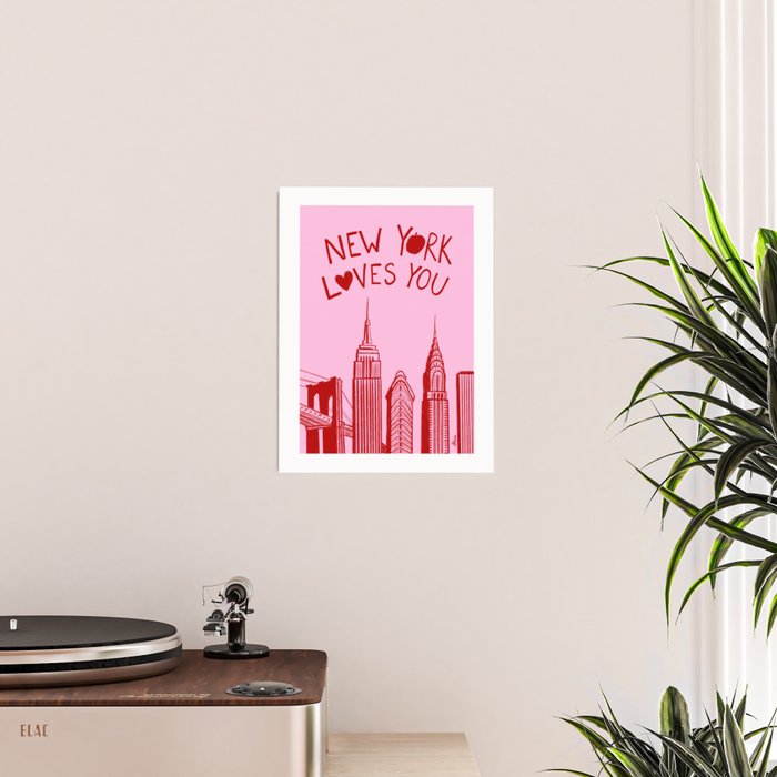 New York Loves You - Pink and Red  Poster Gallery Image 2