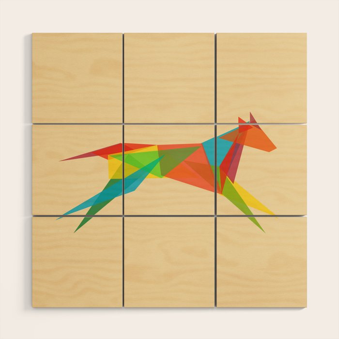 Fractal Geometric Dog Wood Wall Art Gallery Image 1