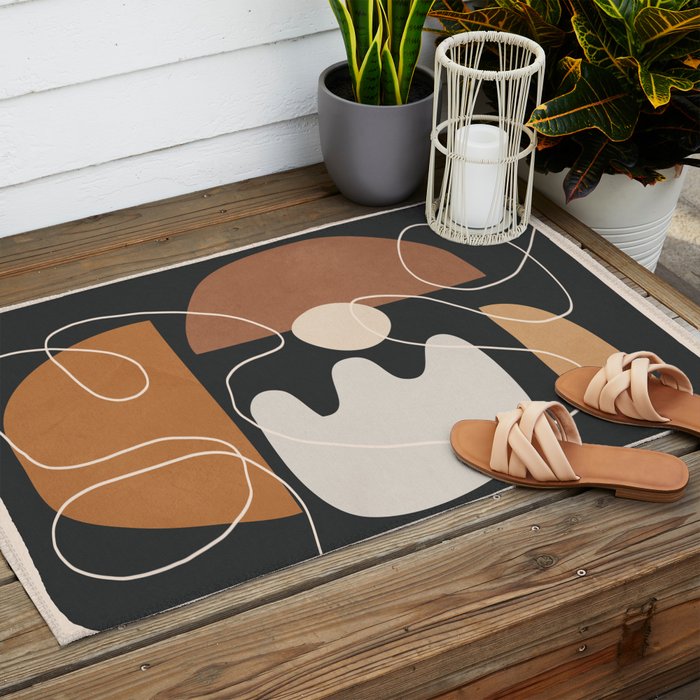 Minimal Colorful Abstract Shapes 5 Outdoor Rug Gallery Image 2