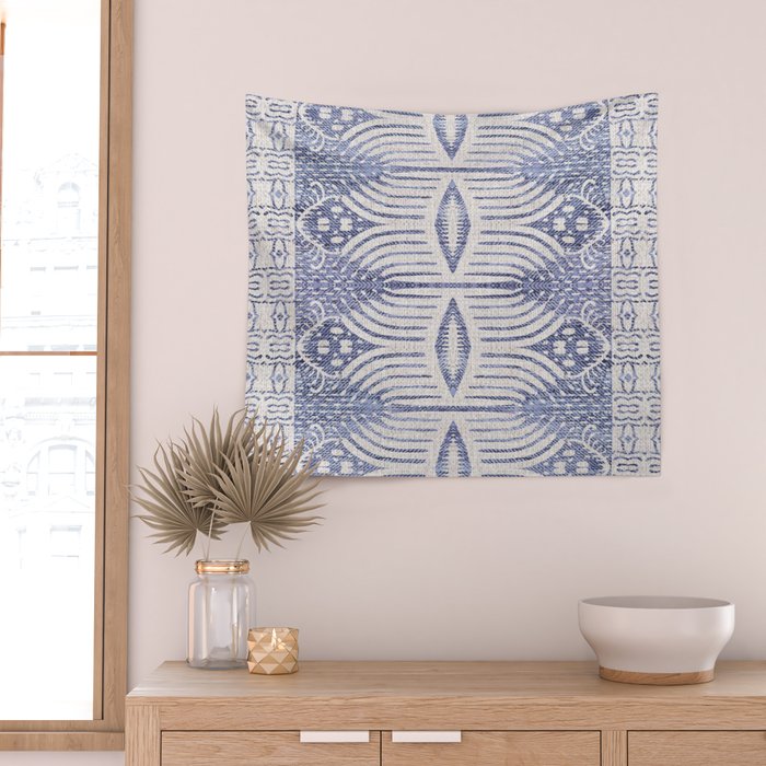 FRENCH LINEN TRIBAL IKAT Wall Tapestry Gallery Image 2