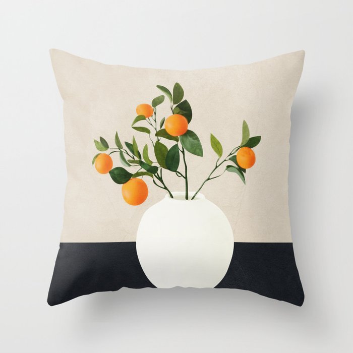  Orange Tree Branch in a Vase 01 Throw Pillow Gallery Image 6