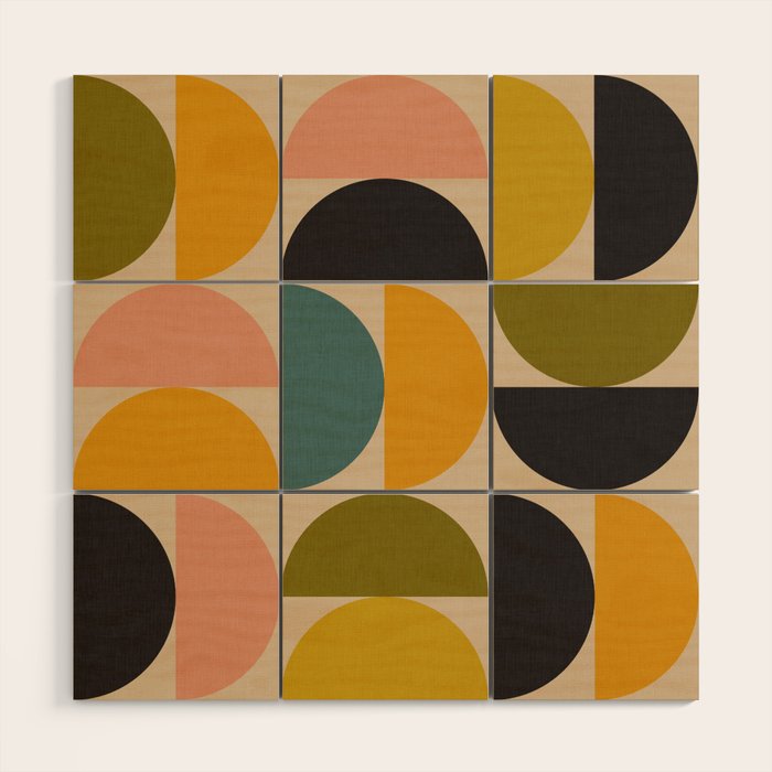 abstract mid mod half circles Wood Wall Art Gallery Image 1