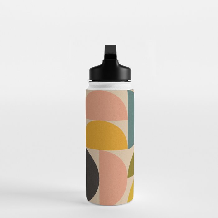 abstract mid mod half circles Water Bottle Gallery Image 3