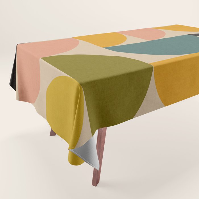 abstract mid mod half circles Tablecloth Gallery Image 1